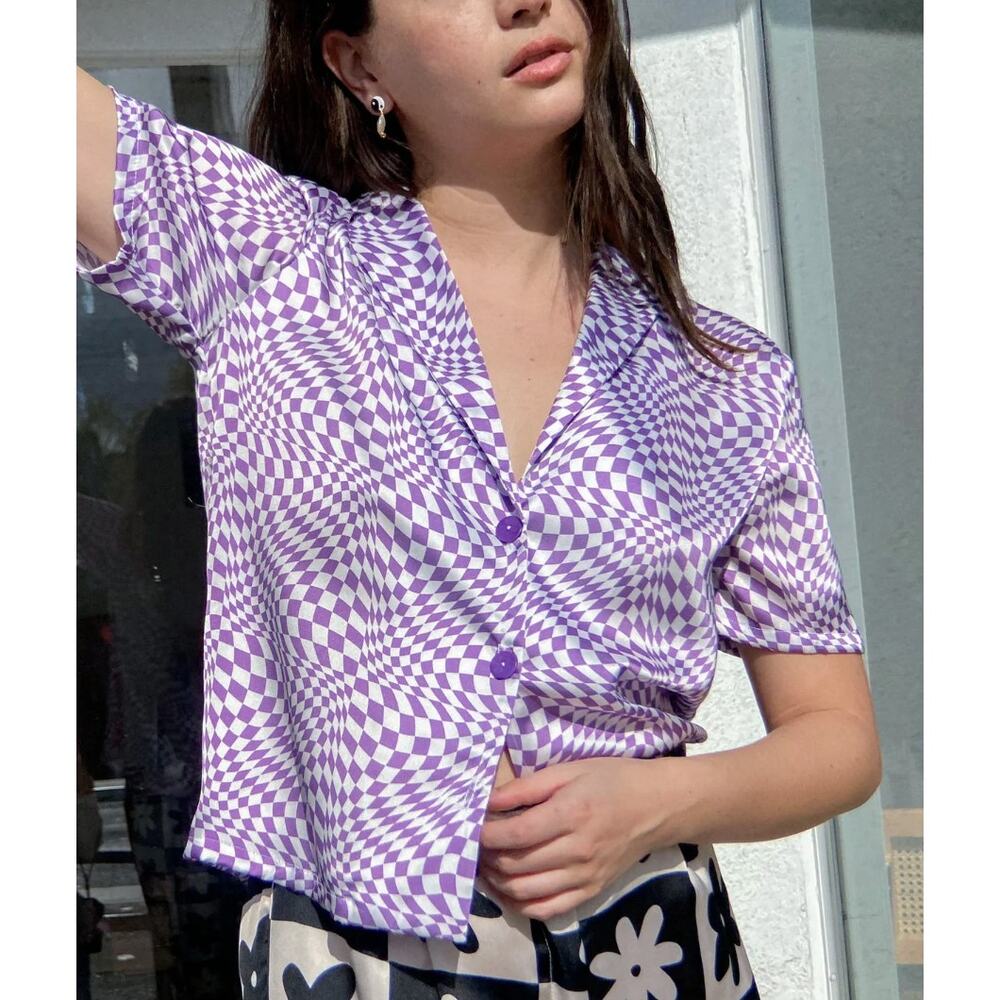Lisa Says Gah purple Reese Collared Top